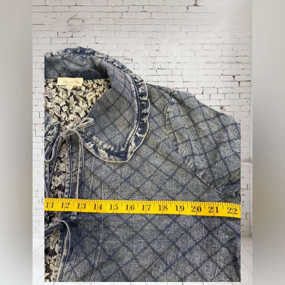 Doe & Rae Lined  Denim Tie-Front Jacket Sz L NWOT | Boutique Style Cozy Layering - Picture 9 of 10